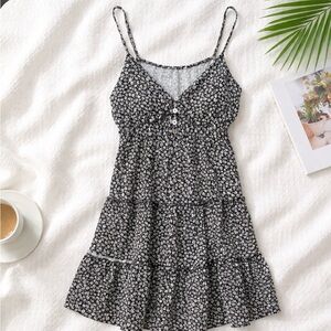 Roxy Black and White Floral Mini Sun Dress